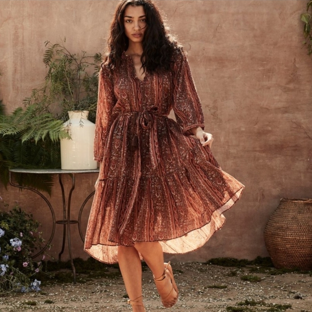 Doen Normandy Dress Womens S Earth Mandevilla Vine Floral Boho Western Cottage